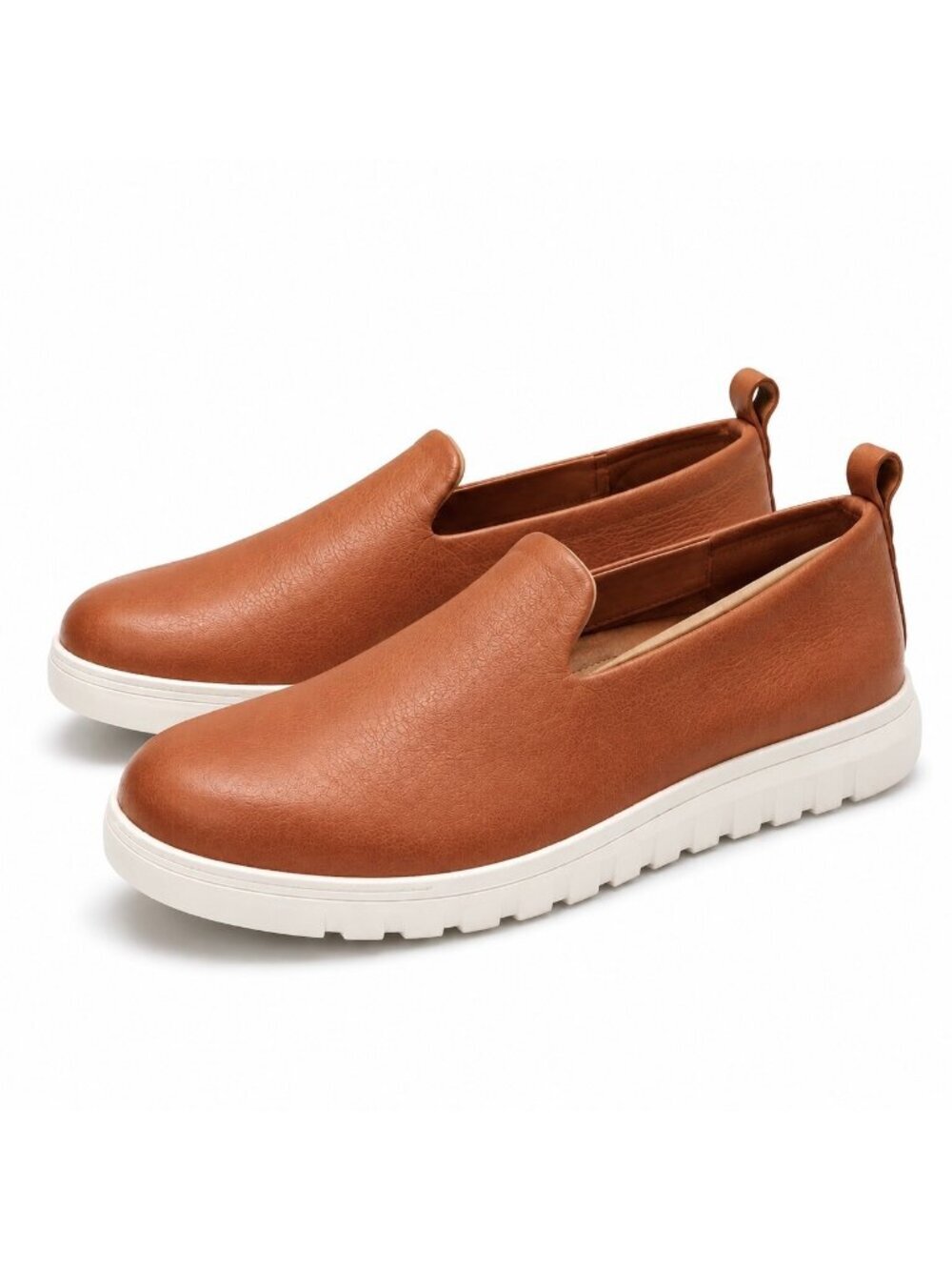 Vionic Uptown Willa Tan Leather Slip On Sneakers Women’s 7 Wide Arch Support